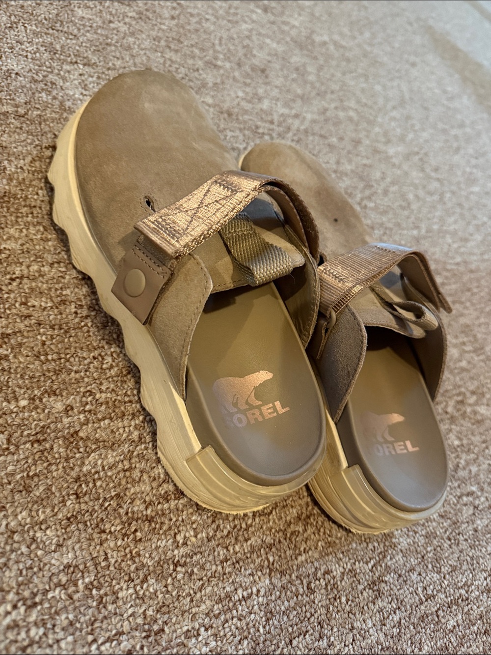 Sorel Tan Suede Slip-On Clog with Adjustable Strap - Picture 3 of 3